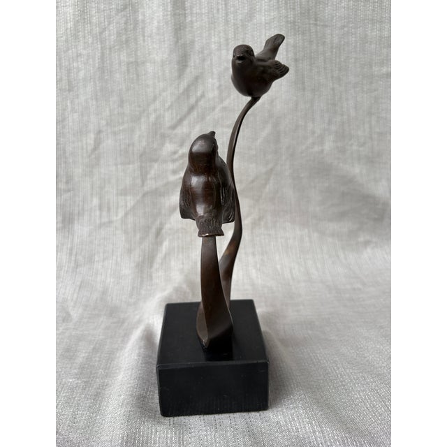 Vintage Bronze Birds on a Branch Marble Base Sculpture For Sale - Image 9 of 14