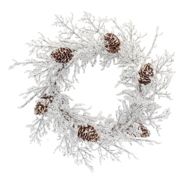 Iced Twig Pinecone Wreath 24"D For Sale