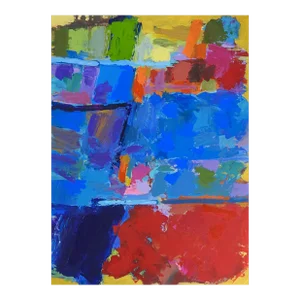 Contemporary Abstract Red Blue Yellow Painting