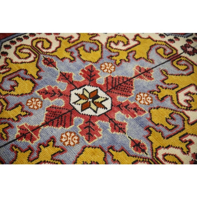 Turkish Vintage Rug Red & Sky Blue Handwoven Wool Runner 4'8" X 8' For Sale In Houston - Image 6 of 8