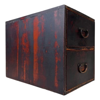 Small Japanese Drawer Cabinet with Calligraphy, 1910s For Sale