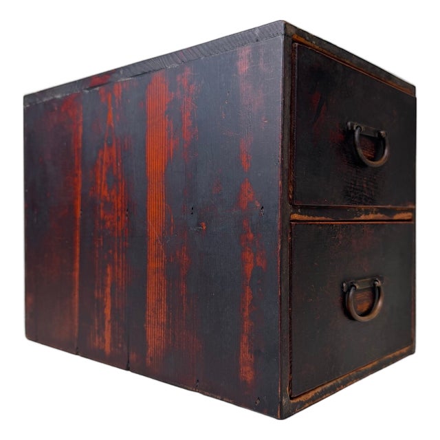 Small Japanese Drawer Cabinet with Calligraphy, 1910s For Sale