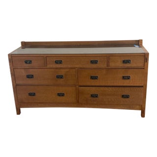 Stickley Solid Wood 7-Drawer Dresser With Metal Pulls For Sale