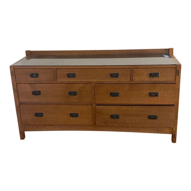 Stickley Solid Wood 7-Drawer Dresser With Metal Pulls For Sale