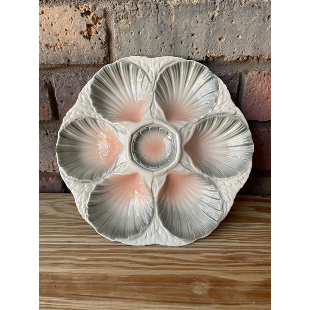 1920s French Majolica Sarreguemines Oyster Plate For Sale - Image 9 of 10