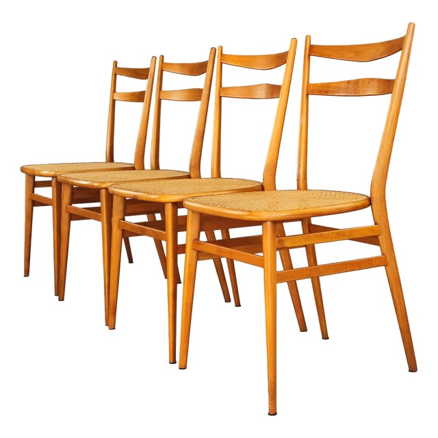 Chiavarine Chairs in Vienna Straw, 1950s, Set of 4 For Sale