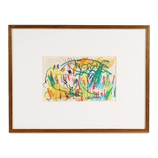 Paul Childaw Signed Abstract Pastel and Marker Drawing For Sale