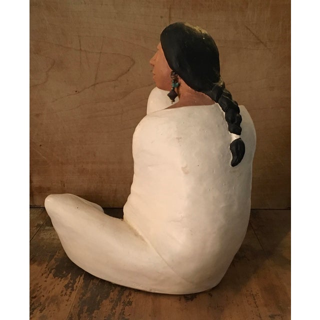 Rustic Vintage Ceramic Southwestern Female Figurine Sculpture For Sale - Image 3 of 8