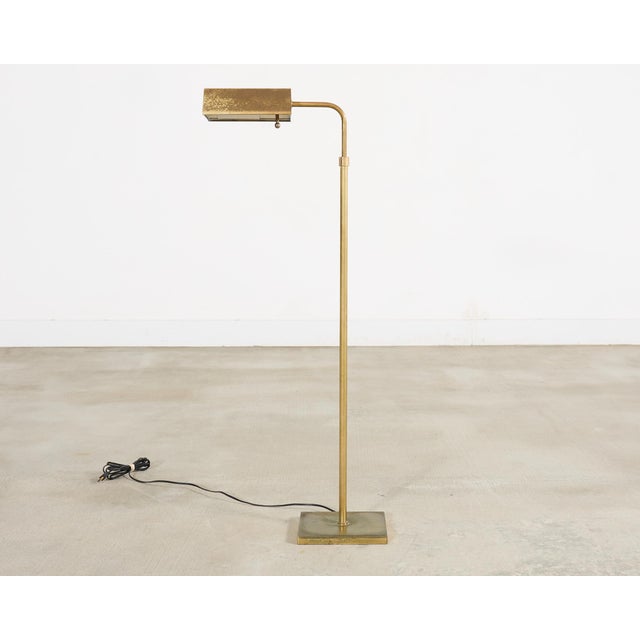 Mid 20th Century Mid 20th Century Mid-Century Modern Adjustable Patinated Brass Pharmacy Floor Lamp For Sale - Image 5 of 15