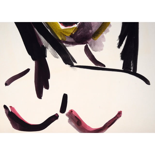 Portrait of a Woman With Rosy Cheeks After Picasso in Acrylic on Paper by Ricardo De Silva For Sale - Image 4 of 6