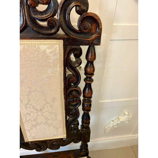 Antique Victorian Carved Oak Dining Chairs, 1860s, Set of 4 For Sale - Image 11 of 14