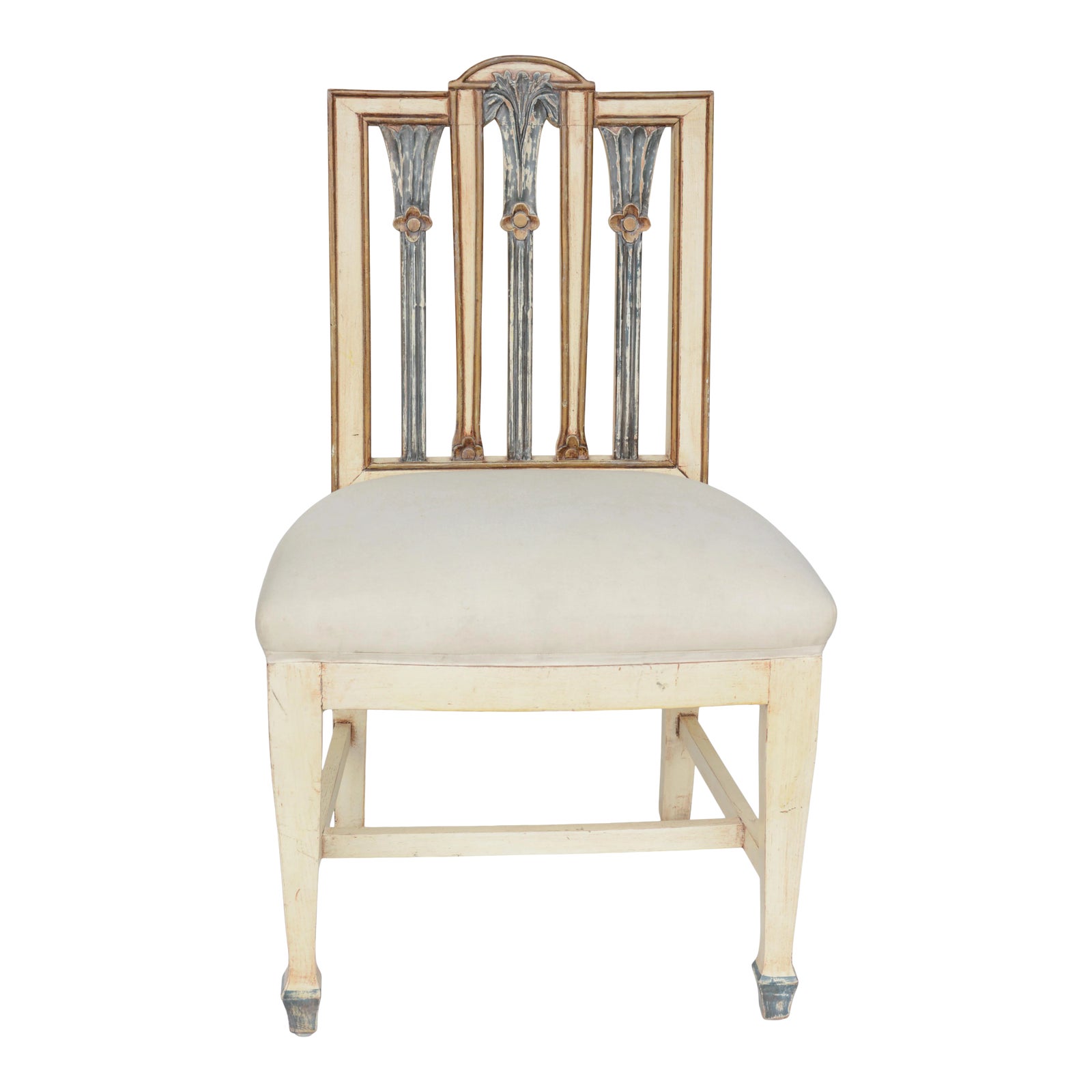 Vintage HandCarved Wooden Dining Chair Wrapped in Muslin Chairish