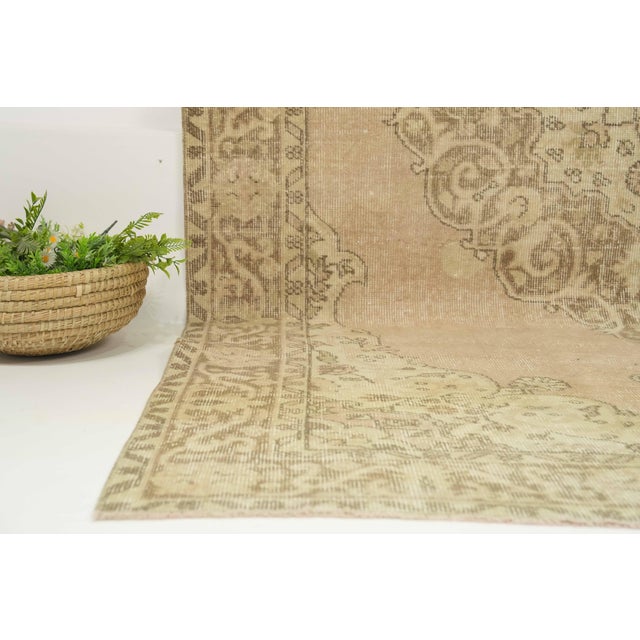 Textile 1970s Vintage Turkish Handmade Wool Cotton Beige Area Rug For Sale - Image 7 of 12