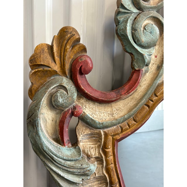 Early 20th Century Rococo Hand Carved Wooden Mirror For Sale - Image 10 of 11