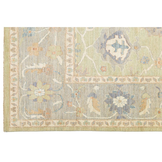 Textile Serene Sage & Pastels Modern Oushak Style Hand-Knotted Wool Area Rug 12x19 For Sale - Image 7 of 11