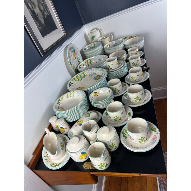 Fantastic set of whimsical dinnerware by Studio Nova, Barrier Reef pattern. This pattern was produced in 1992. Wonderful...