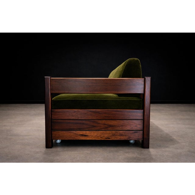 Brazilian Modern Two-in-One Rosewood Sofa & Daybed in Deep Olive Mohair, Celina For Sale - Image 15 of 16