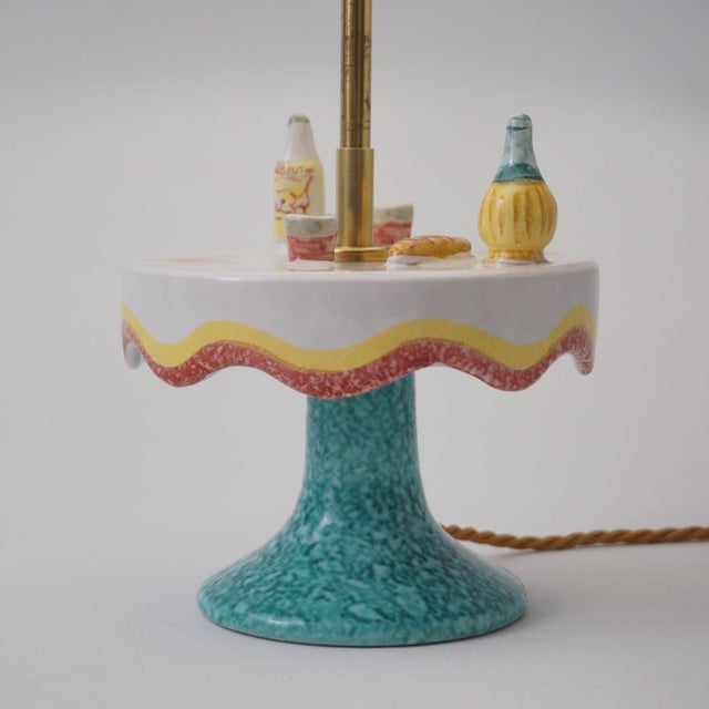 1950s 1950`s Italian Vintage Mid-Century Modern Florentine Ceramic Table Lamp by Maf (Manifattura Artistica Fiorentina) - Rewired For Sale - Image 5 of 14