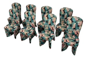 Set of 8 Postmodern Parsons-Style Dining Chairs