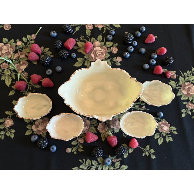 Northwood Chrysanthemum Sprig Custard Glass-Uranium Glow-Berry Bowl Set-Antique For Sale - Image 9 of 12