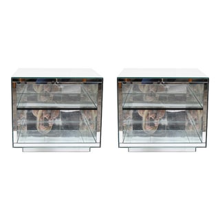 Brueton Mirrored Nightstands or Side Tables - a Pair For Sale