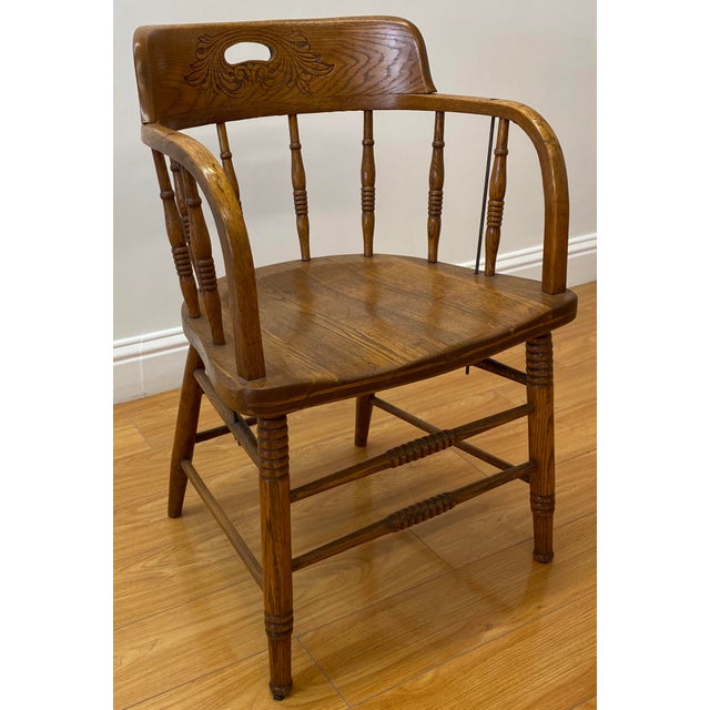 Set of Four Early 20th Century MisMatched Barrel Back Oak Pub Chairs