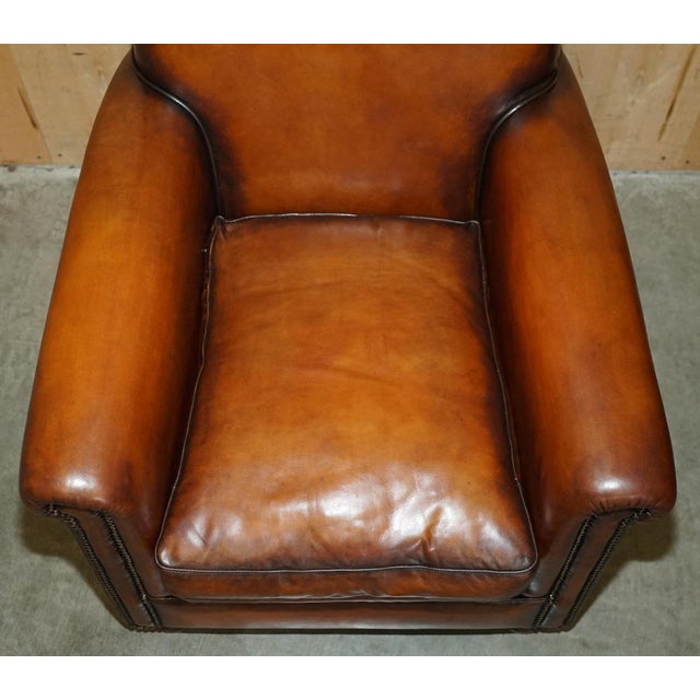 Vintage English Sofa and Chairs in Brown Leather, Set of 3 For Sale - Image 15 of 18