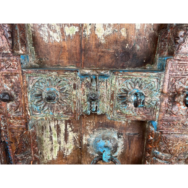 Repurposed Antique Indian Carved Door Armoire For Sale - Image 9 of 16