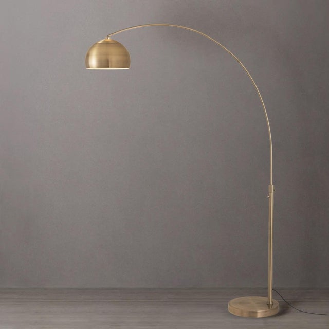 Mid-Century Modern 1960s Half Dome Mid Century Brass Floor Lamp - 92" Modern Arc Lamp, All-Metal Shade, Dimmable, Living Room For Sale - Image 3 of 7