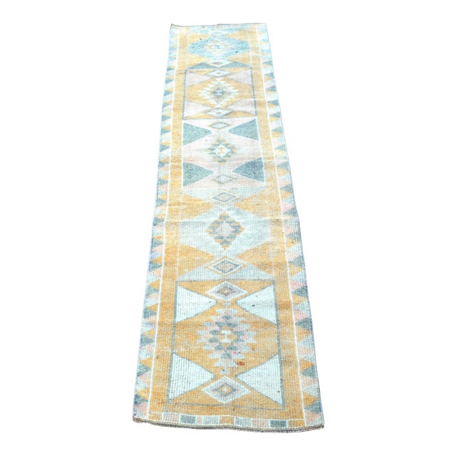 1960s Vintage Geometric Design Turkish Herki Runner For Sale