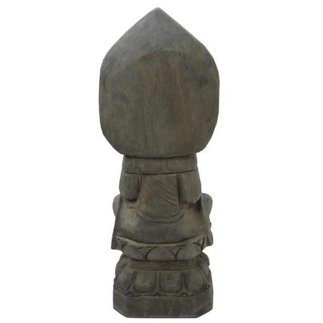 Hand Carved Tall Stone Seating Buddha Status For Sale In Greensboro - Image 6 of 8