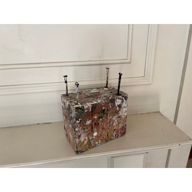 George S. Rennie III (American 1940 - 2022) Mid-Century Modern Mixed Media Construction Abstract Drip Painting Table Sculpture Circa 1965 For Sale - Image 16 of 17