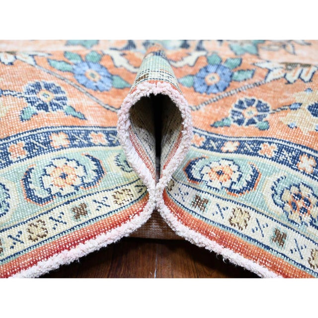 1960 12'2"x15'2" Orange Pure Wool Hand Knotted Vintage Tabriz Oversized Oriental Rug For Sale - Image 9 of 12