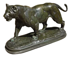 African Lioness Walking in Bronze by E. Delabrierre