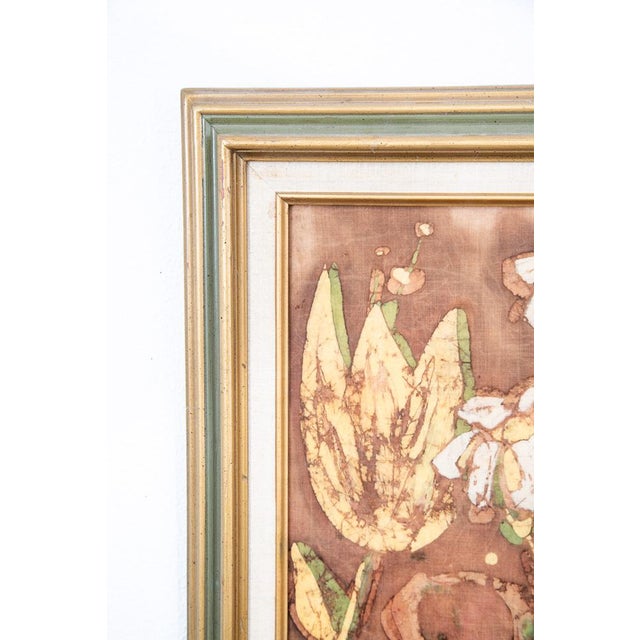 Textile Mid Century Modern Tapestry Floral Batik Fabric Original Art Lenea Flowers MCM For Sale - Image 7 of 12