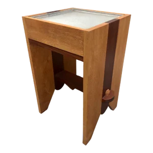 Glass Block Oak/Mahogany Hand Made End Table