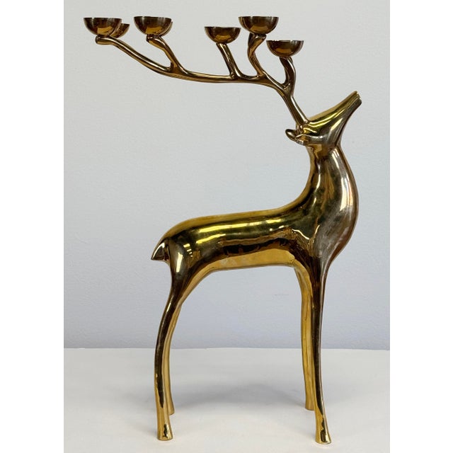 Vintage Brass Stag Deer 10 Tea Light Candelabra For Sale In Kansas City - Image 6 of 10