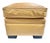 Custom Camel Leather Ottoman With Dark Wood Block Feet by Danny Cannon Custom Upholstery For Sale - Image 4 of 5