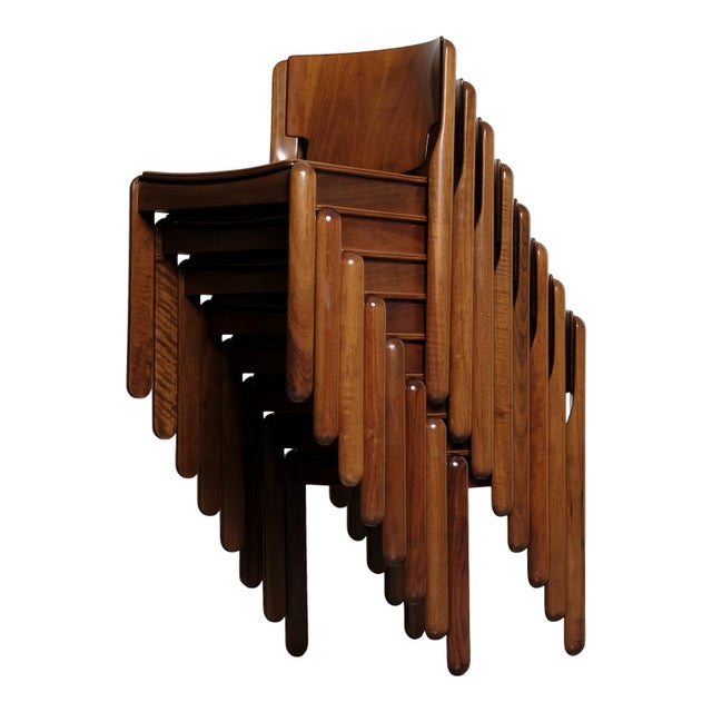 Cassina Vintage Model 122 Dining Chairs in Walnut by Vico Magistretti for Cassina, 1968, Set of 8 For Sale - Image 4 of 18