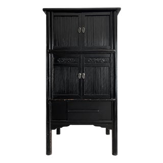Mid 20th Century Chinese Elm and Bamboo Storage Cabinet For Sale