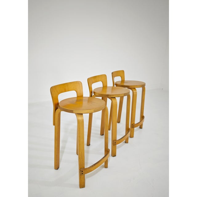Brown Vintage Wooden Stools by Alvar Aalto for Artek, 1970s, Set of 4 For Sale - Image 8 of 18