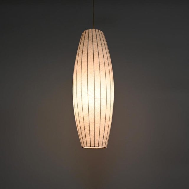 Large Mid-Century Italian Beige Cocoon Pendant attributed to Castiglioni for Hille, 1960s For Sale - Image 3 of 14