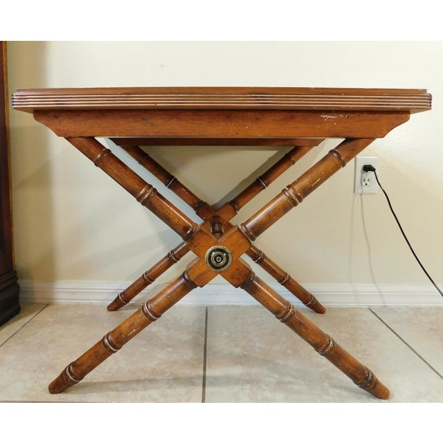 Late 20th Century Vintage Faux Bamboo Wood XBase Accent Table Chairish