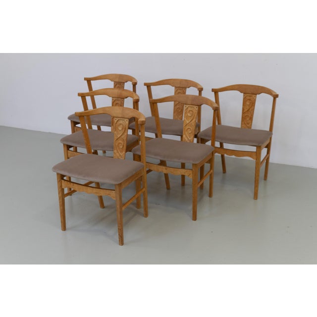 Danish Brutalist Oak Dining Chairs by Henning Kjærnulf, 1960s. Set of 6. Set of six Scandinavian Mid-Century Modern...
