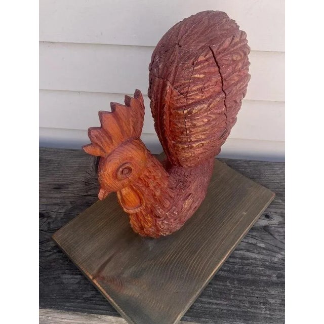 18thc Hand Carved Rooster Sculpture on Stand For Sale - Image 4 of 9