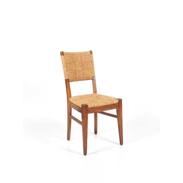 Vintage Oak and Rope Chairs by Adrien Audoux & Frida Minet, 1950, Set of 4 For Sale - Image 4 of 11