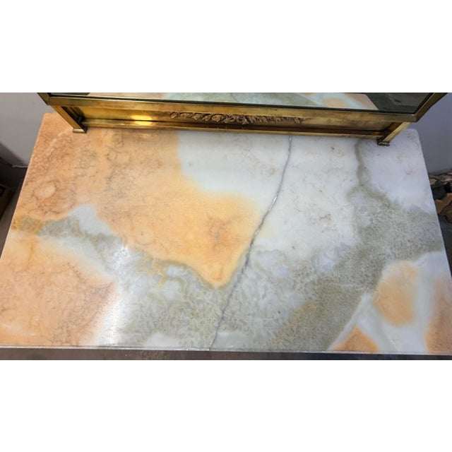 Mid 20th Century Hollywood Regency Brass and Onyx Dressing Table With Candelabra Mirror For Sale In New York - Image 6 of 15