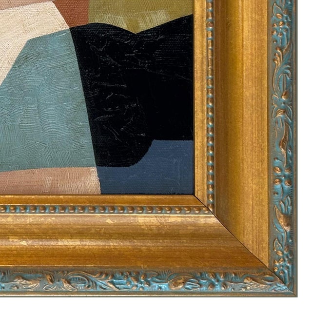 2020s Contemporary Abstract Colorblock Oil Painting in Vintage Frame For Sale - Image 5 of 6