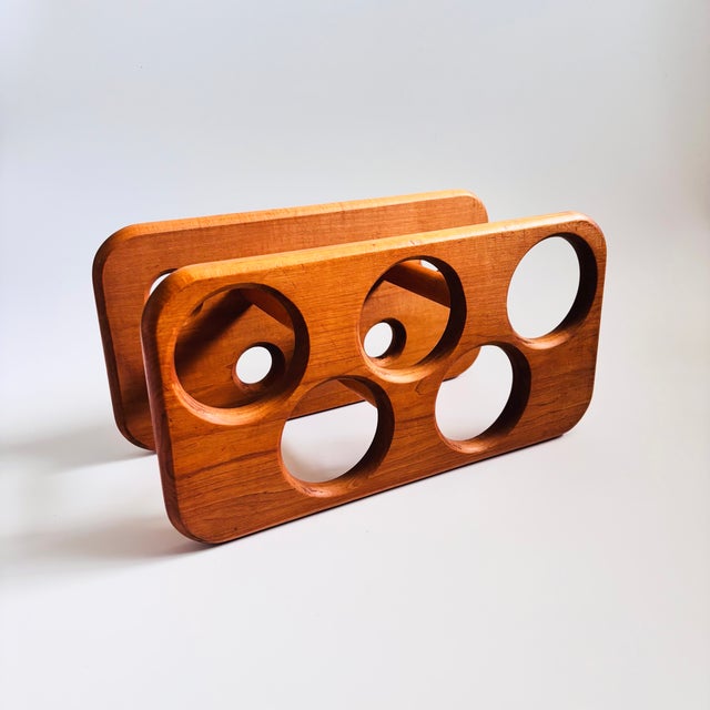 Mid Century Teak Wine Rack - 5 Bottles For Sale - Image 4 of 13