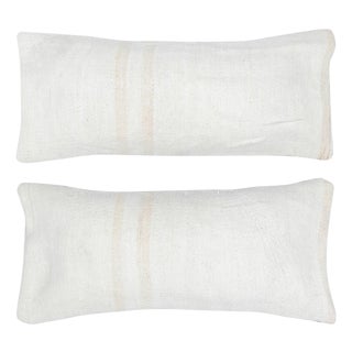 12"x28" SET OF 2 - Handmade Cushion Covers. Vintage Kilim Lumbar Pillow Covers For Sale